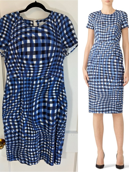 LK Bennett Dresses & Skirts - L.K. Bennett Size 10 Blue Kaleigh Abstract Blue Gingham Dress